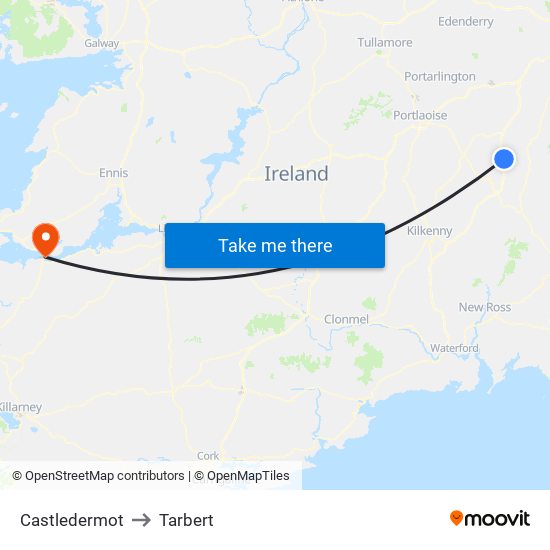 Castledermot to Tarbert map