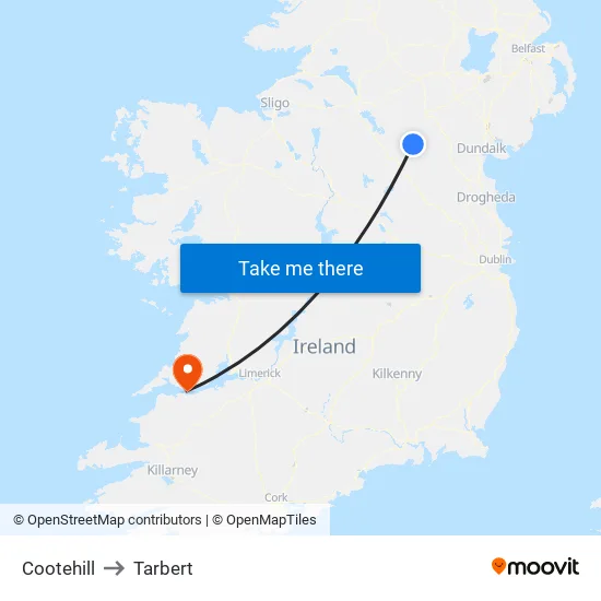 Cootehill to Tarbert map