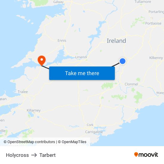 Holycross to Tarbert map