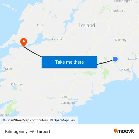 Kilmoganny to Tarbert map