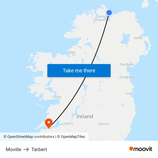 Moville to Tarbert map