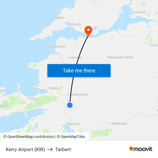 Kerry Airport (KIR) to Tarbert map