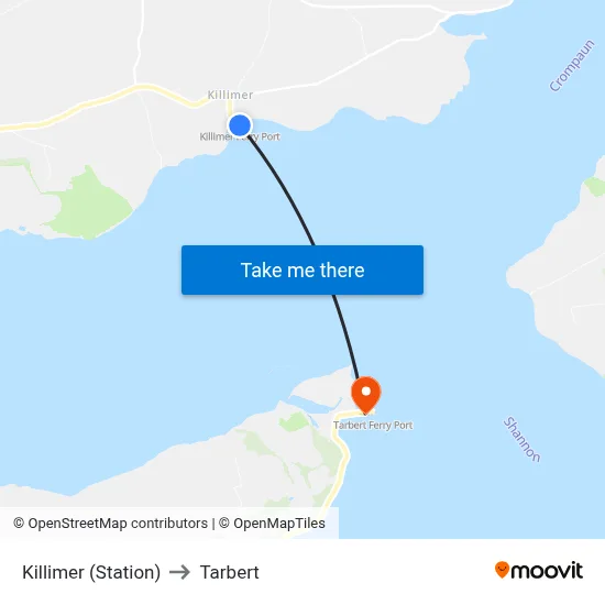 Killimer (Station) to Tarbert map