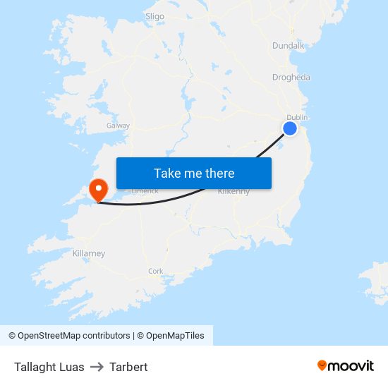 Tallaght Luas to Tarbert map
