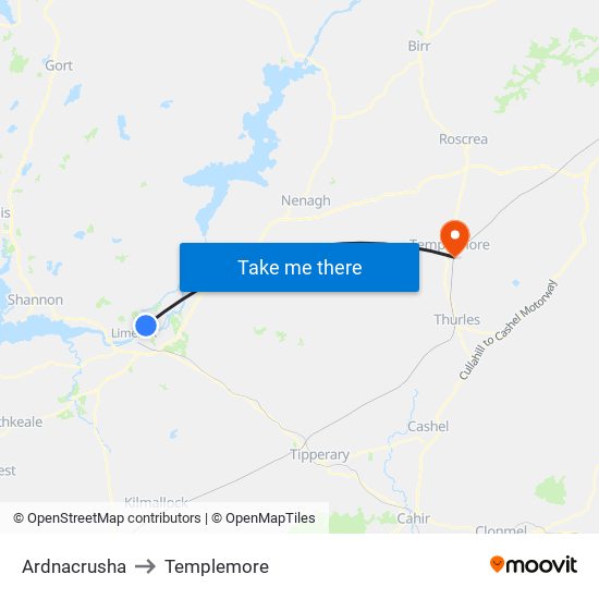 Ardnacrusha to Templemore map