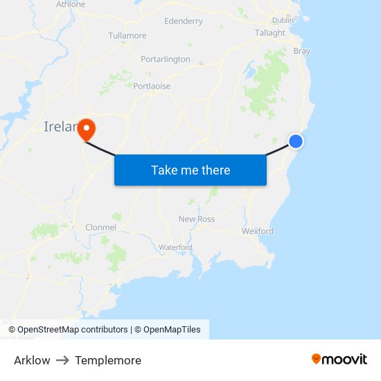 Arklow to Templemore map