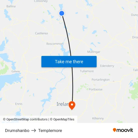 Drumshanbo to Templemore map