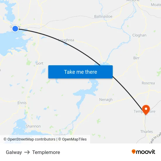 Galway to Templemore map