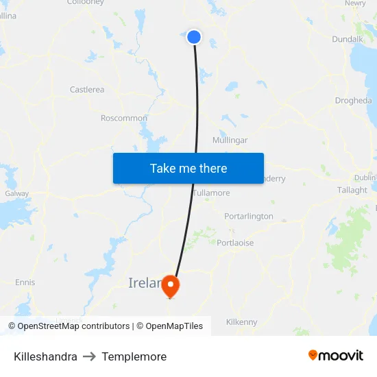 Killeshandra to Templemore map
