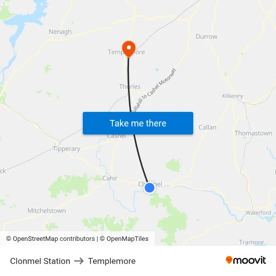 Clonmel Station to Templemore map