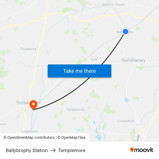Ballybrophy Station to Templemore map