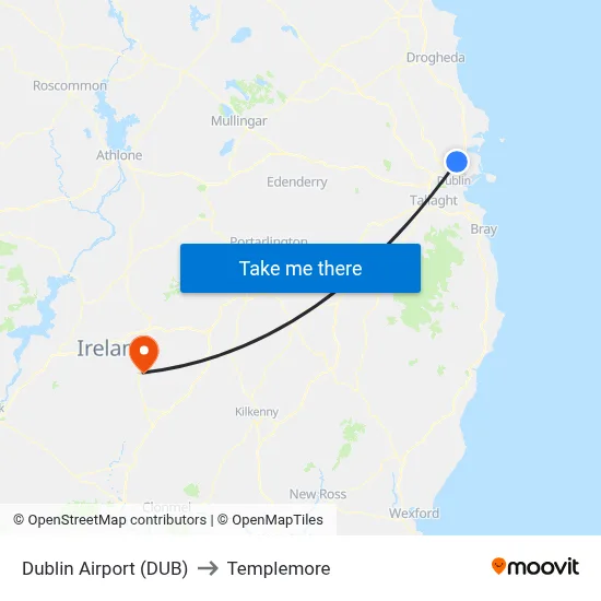 Dublin Airport (DUB) to Templemore map