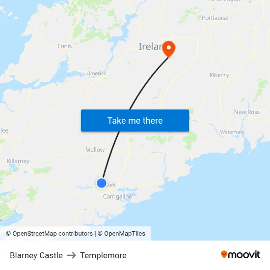 Blarney Castle to Templemore map
