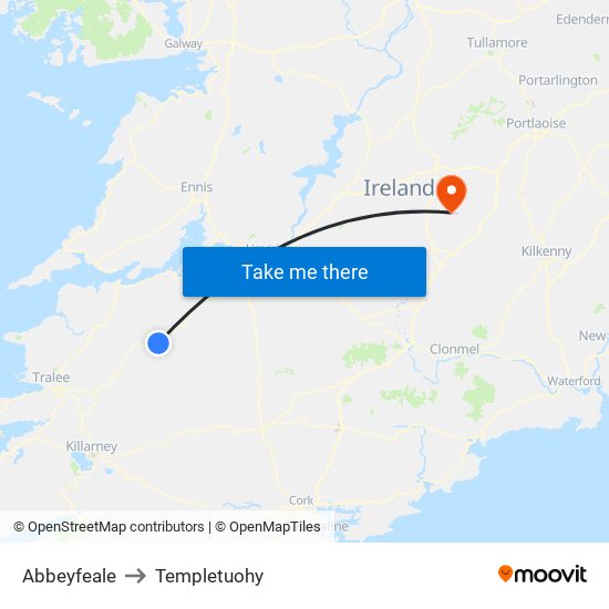 Abbeyfeale to Templetuohy map