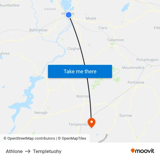 Athlone to Templetuohy map