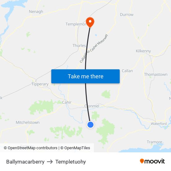 Ballymacarberry to Templetuohy map