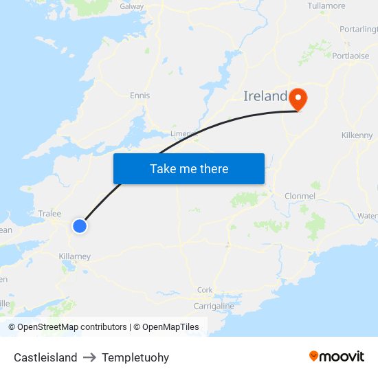 Castleisland to Templetuohy map