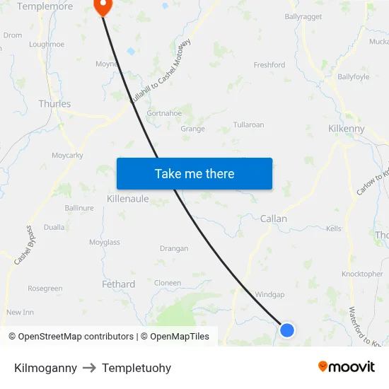 Kilmoganny to Templetuohy map