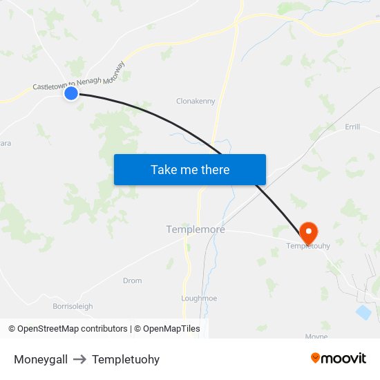 Moneygall to Templetuohy map
