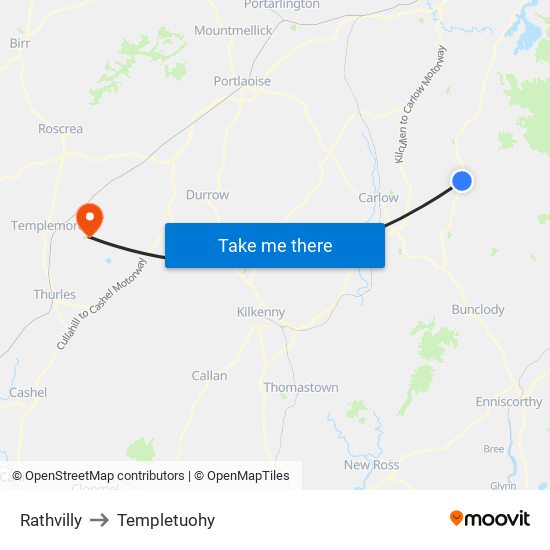 Rathvilly to Templetuohy map