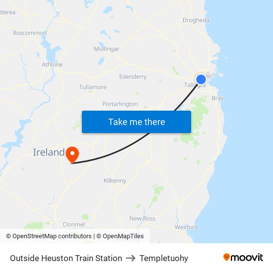 Outside Heuston Train Station to Templetuohy map