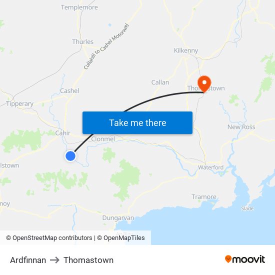 Ardfinnan to Thomastown map