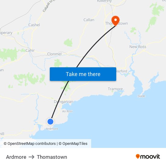 Ardmore to Thomastown map