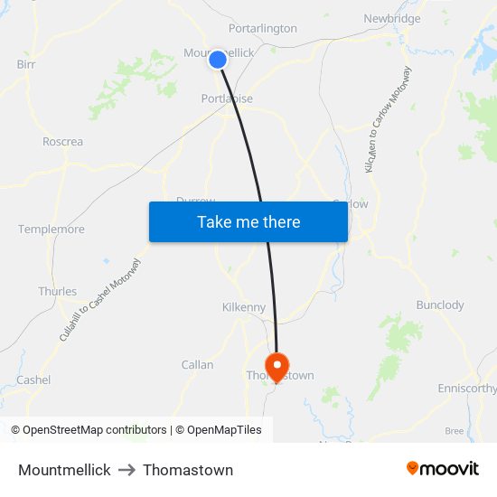 Mountmellick to Thomastown map
