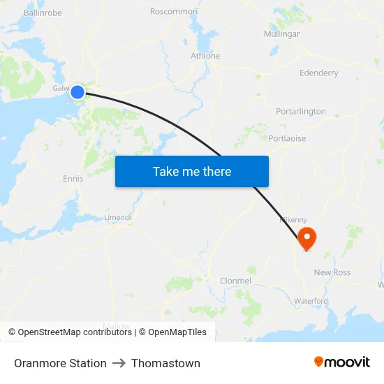 Oranmore Station to Thomastown map