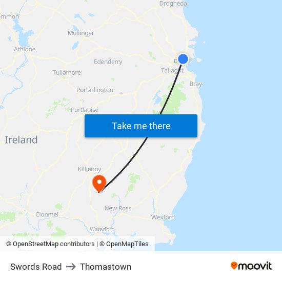 Swords Road to Thomastown map