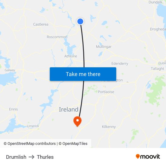 Drumlish to Thurles map