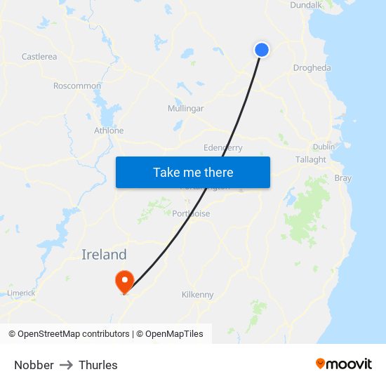 Nobber to Thurles map