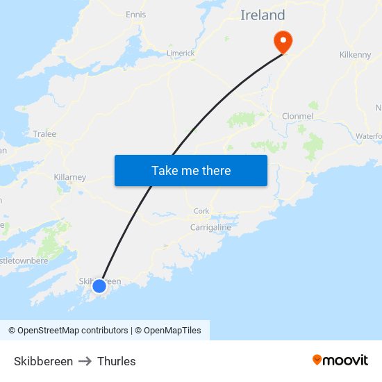 Skibbereen to Thurles map
