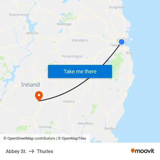 Abbey St. to Thurles map
