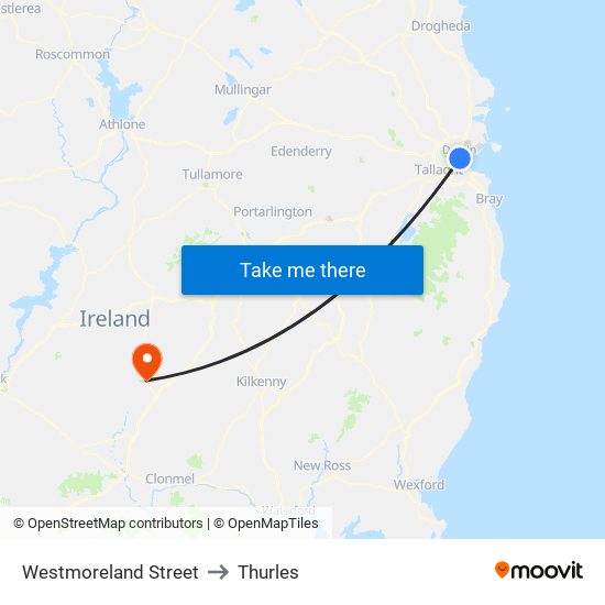 Westmoreland Street to Thurles map