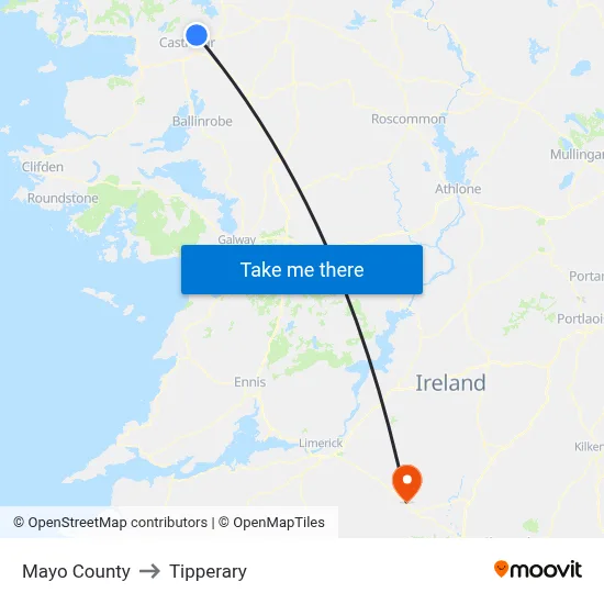 Mayo County to Tipperary map
