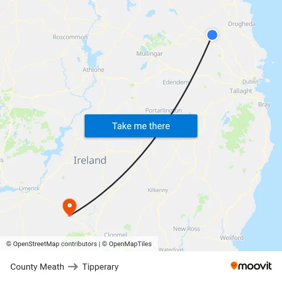 County Meath to Tipperary map
