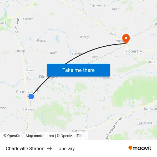 Charleville Station to Tipperary map