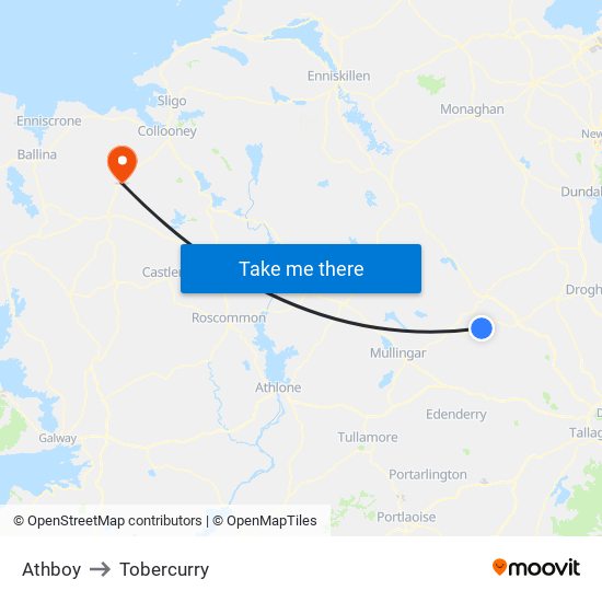 Athboy to Tobercurry map