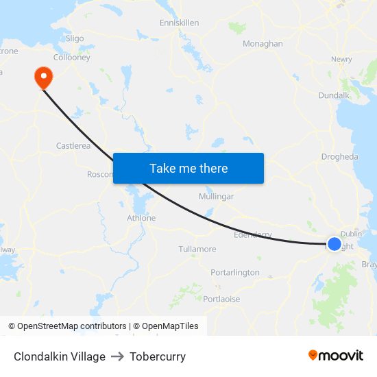 Clondalkin Village to Tobercurry map
