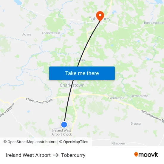 Ireland West Airport to Tobercurry map