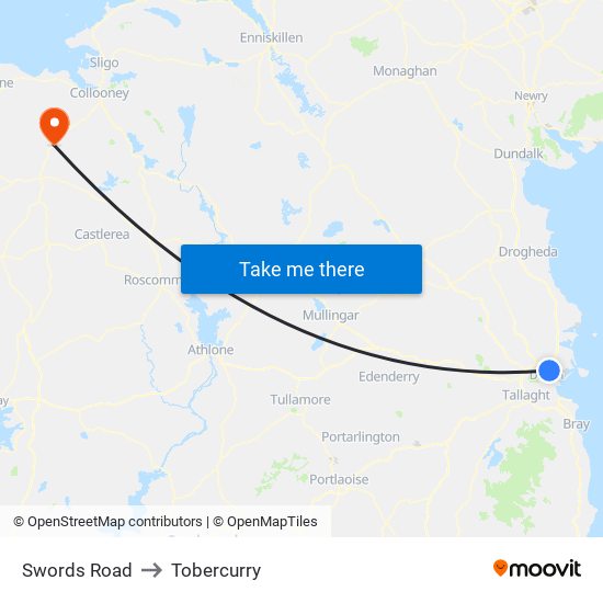 Swords Road to Tobercurry map