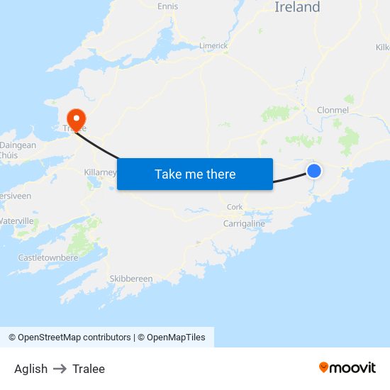Aglish to Tralee map