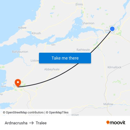 Ardnacrusha to Tralee map