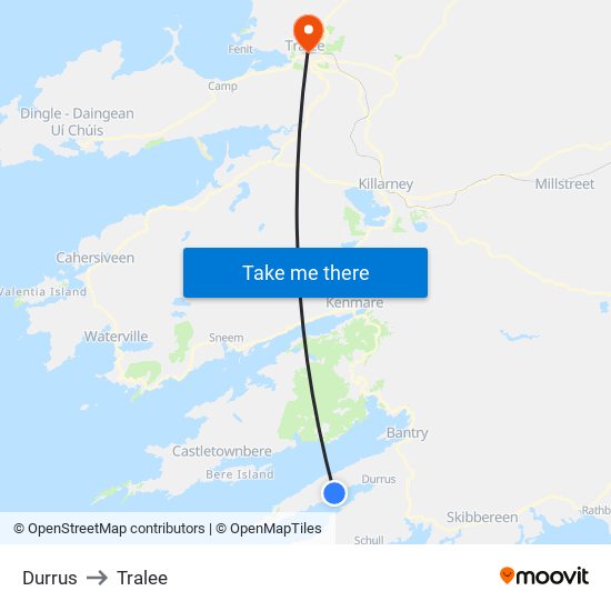 Durrus to Tralee map