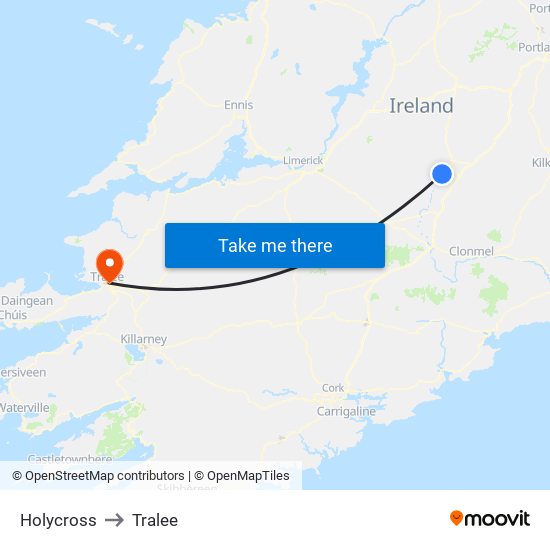 Holycross to Tralee map