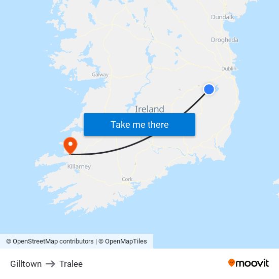 Gilltown to Tralee map