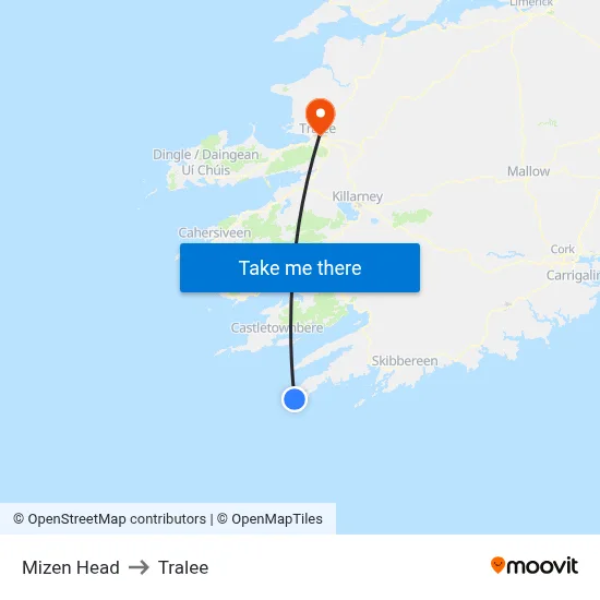 Mizen Head to Tralee map