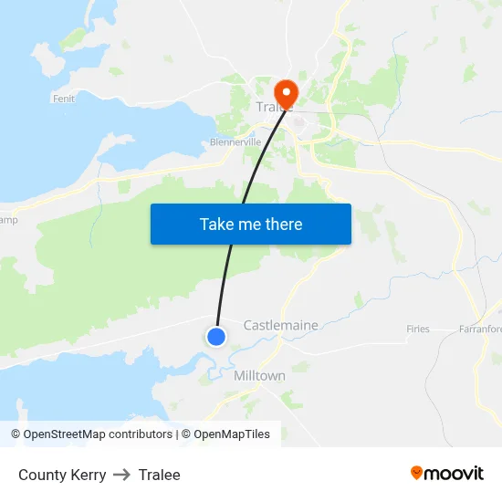 County Kerry to Tralee map