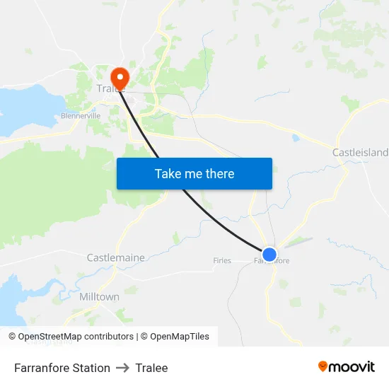 Farranfore Station to Tralee map